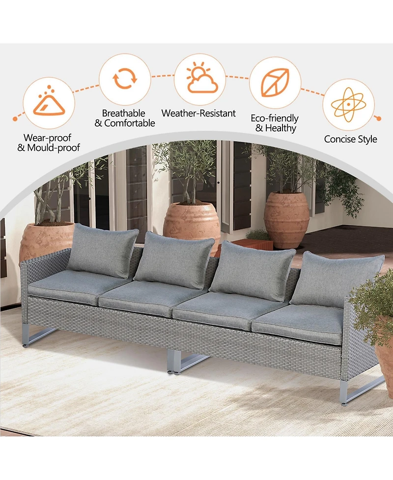 2PCS Patio Conversation Set Sectional Sofa Furniture Cushioned Seat Garden