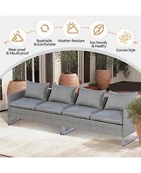 2PCS Patio Conversation Set Sectional Sofa Furniture Cushioned Seat Garden