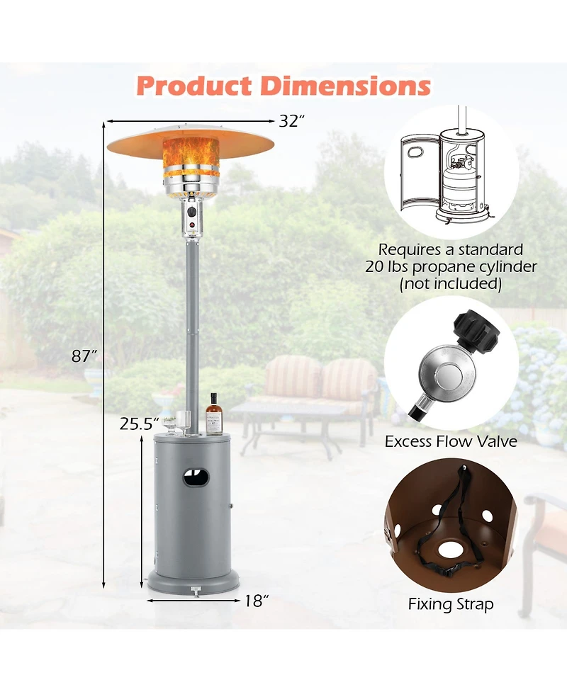 50000 Btu Propane Patio Heater with Round Table Design