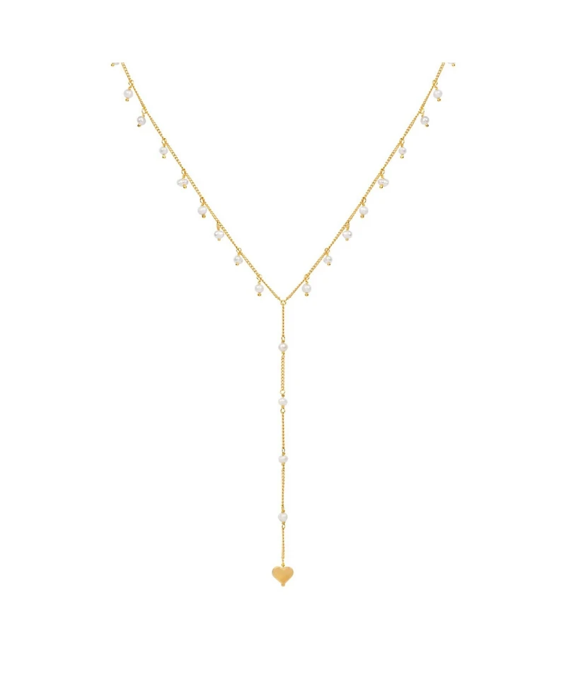 Timeless Love Heart Pearl Lariat Necklace