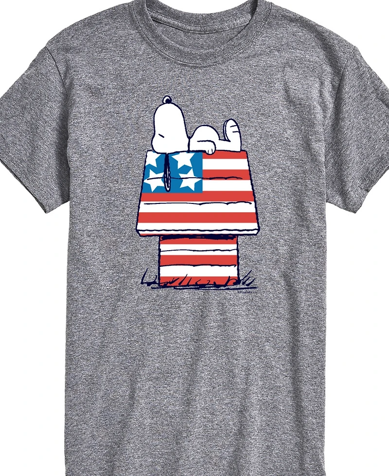 Airwaves Men's Peanuts Snoopy Flag House Short Sleeve T-Shirt