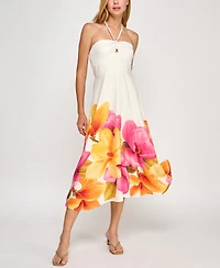 Trixxi Juniors' Halter-Neck Floral-Print Midi Dress
