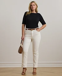 Lauren Ralph Plus Cotton-Blend Boatneck Top