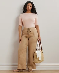 Lauren Ralph Plus Cotton-Blend Boatneck Top