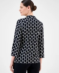 Jm Collection Petite Geo-Print Johnny-Collar Tunic, Exclusively at Macy's