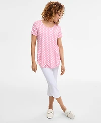 Jm Collection Women's Printed Scoop-Neck Short Sleeve Top, Exclusively at Macy's