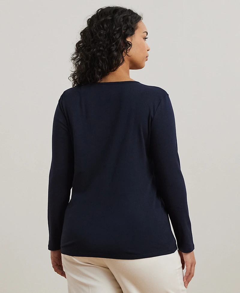 Lauren Ralph Plus Stretch Long-Sleeve Tee