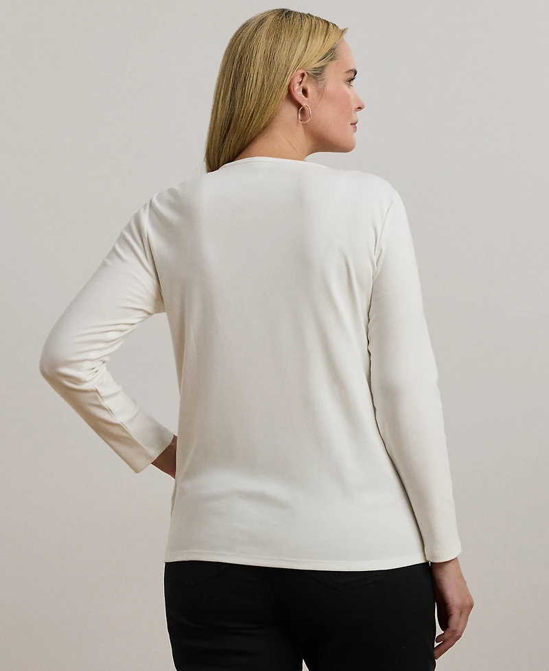 Lauren Ralph Plus Stretch Long-Sleeve Tee