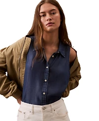 Calvin Klein Jeans Women's Sleeveless Button-Down Shirt