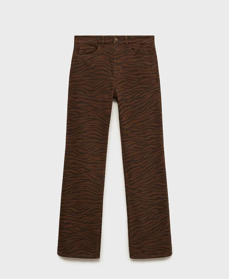Mango Women's Zebra Print Straight-Fit Jeans
