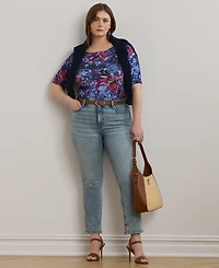 Lauren Ralph Lauren Plus Size Print Stretch Cotton Boatneck Tee