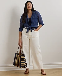 Lauren Ralph Lauren Plus Size Stretch Chino Wide-Leg Cropped Pants
