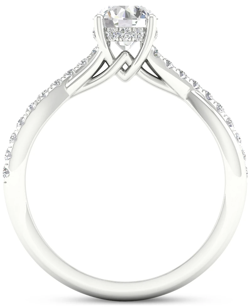Diamond Halo Twist Engagement Ring (1 ct. t.w.) in 14k White Gold