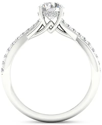 Diamond Halo Twist Engagement Ring (1 ct. t.w.) in 14k White Gold