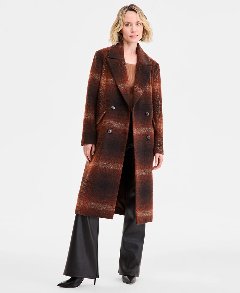 Bcbg Women's Double-Breasted Plaid Coat