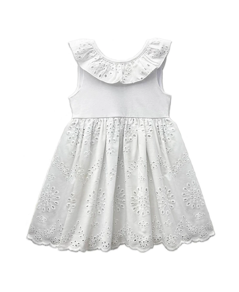 Blueberi Boulevard Baby Girls Ruffle Trim Eyelet Dress