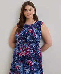 Lauren Ralph Plus Print Twist-Front Jersey Dress