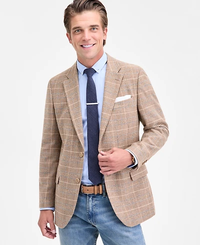 Nautica Men's Modern-Fit Tan Plaid Tweed Sport Coat