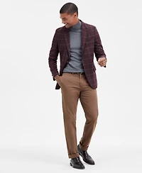 Nautica Men's Modern-Fit Wine Window Tweed Sport Coat