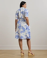 Lauren Ralph Lauren Plus Size Paisley Tie-Front Linen Shirtdress