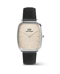 Daniel Wellington Men's Analog Black Genuine Leather Watch, 32mm