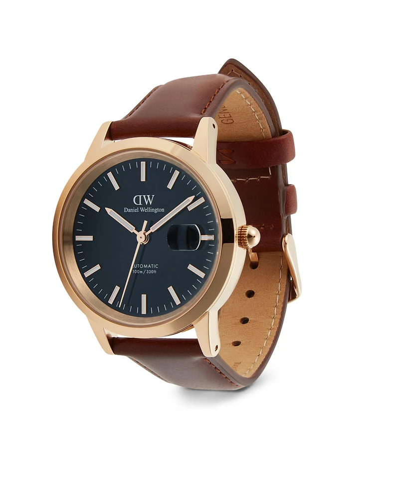 Daniel Wellington Unisex Automatic Brown Genuine Italian Chrome-Free Leather Watch, 40mm
