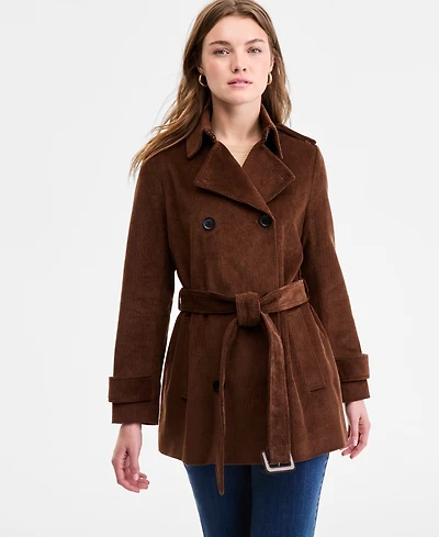 Bcbg Women's Belted Corduroy Trench Coat