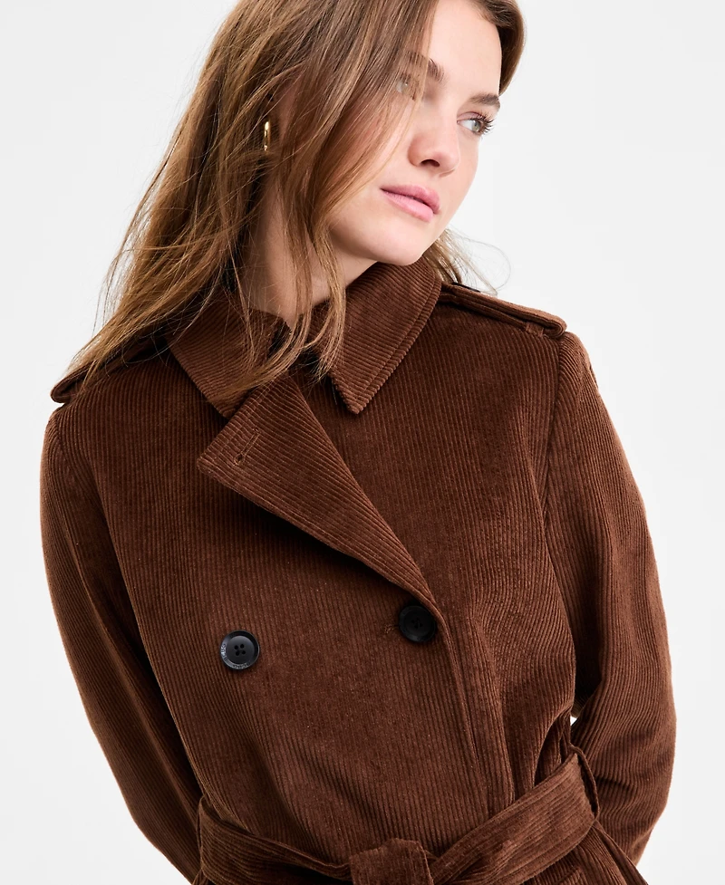 Bcbg Women's Belted Corduroy Trench Coat