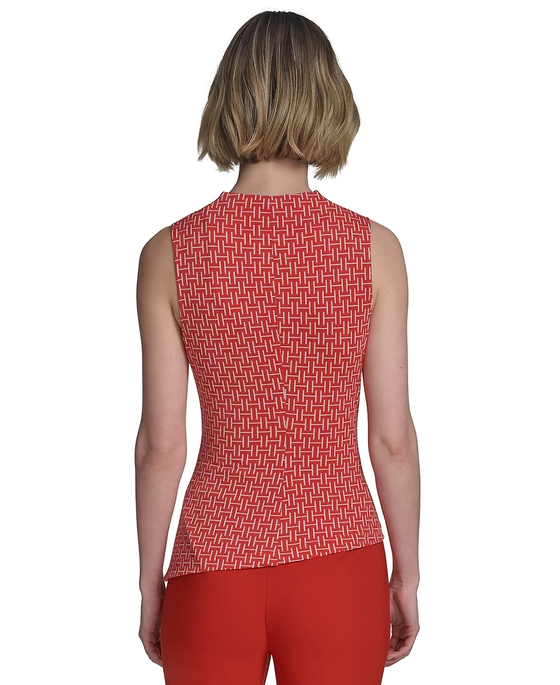 Halston Women's Printed Cowlneck Sleeveless Top