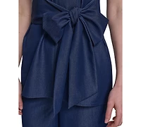 Halston Women's Denim-Like Tie-Waist Sleeveless Top