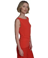 Halston Women's Horsebit Buckle Boat-Neck Sleeveless Top