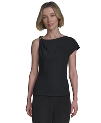 Halston Women's Asymmetric One-Shoulder Hardware Top