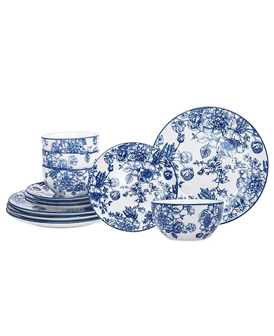 Godinger Blue Floral 12 Pc. Dinnerware Set, Service for 4