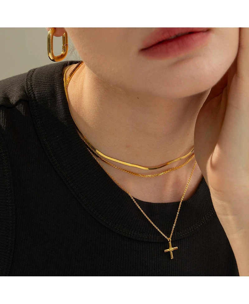 Sterling Silver 18k Gold Plated Cleopatra Flat Chain Necklace