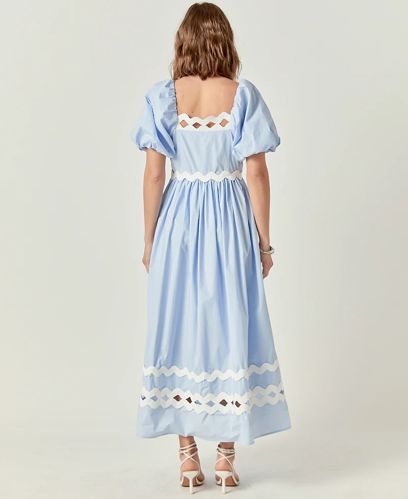 English Factory Women's Scallop-Trim Cotton Midi Dress