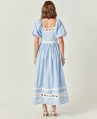 English Factory Women's Scallop-Trim Cotton Midi Dress