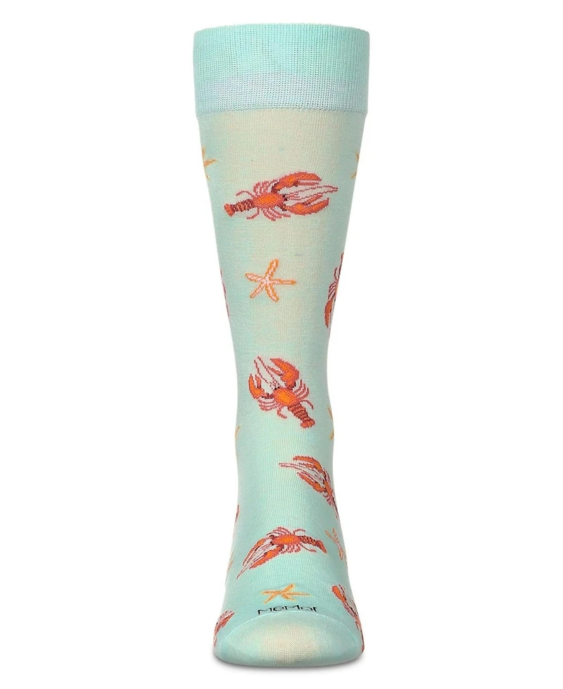 MeMoi Men's Lobster Rayon Crew Socks