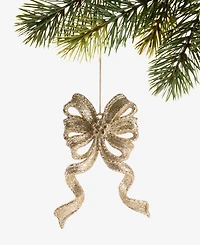 Holiday Lane Christmas Glitters Gold Bow Ornament, Macy's Exclusive