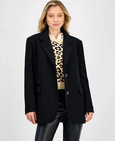 CeCe Women's Notched-Collar Two-Button Blazer Coat