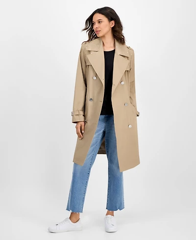 CeCe Women's Double-Breasted Studded Belted Trench Coat