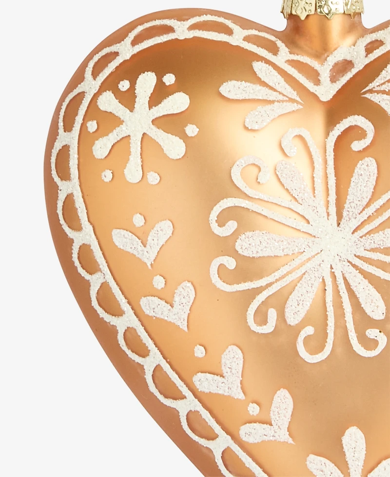 Holiday Lane Gingerbread Village Glass Heart Ornament, Macy's Exclusive
