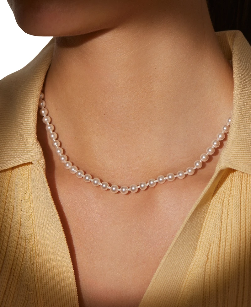 Eliot Danori Silver-Tone Imitation Pearl & Cubic Zirconia Clasp 16" Strand Collar Necklace, Exclusively at Macy's