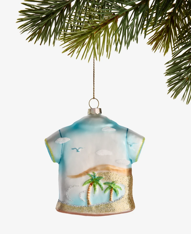 Holiday Lane Hawaii Glass Glittered Shirt Ornament, Macy's Exclusive