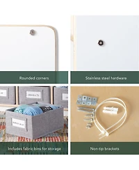 Guidecraft EdQ Shelves and 10 Bin Storage Unit 30" Natural: Wooden Bookcase with Compartments for Kids' Toys Books Playroom