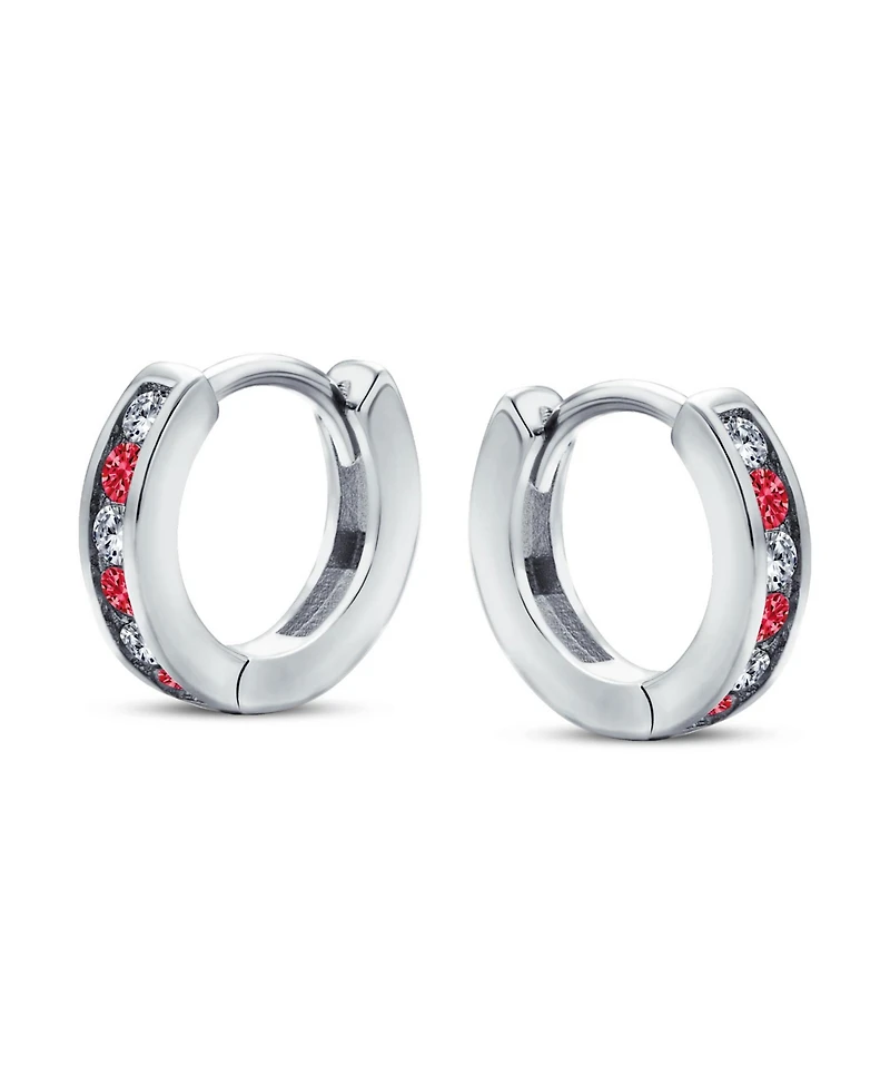 Bling Jewelry Set of 2 Tiny Multi Color Cubic Zirconia Cz Hoop Earrings Sterling Silver