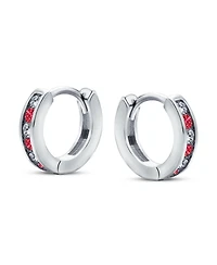 Bling Jewelry Set of 2 Tiny Multi Color Cubic Zirconia Cz Hoop Earrings Sterling Silver