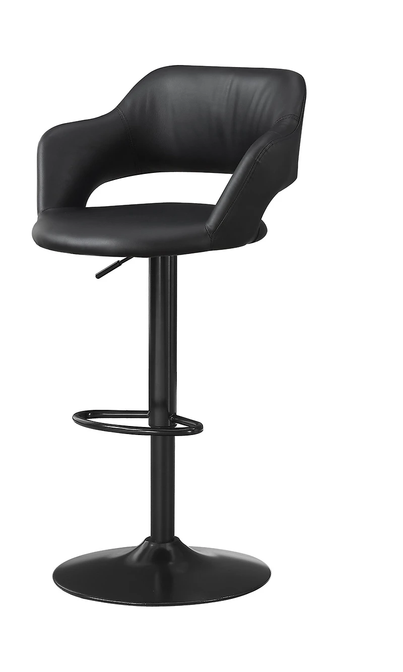 Faux Leather And Metal Low Back Adjustable Height Bar Chair