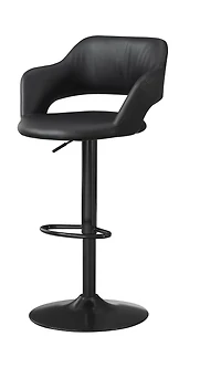 Faux Leather And Metal Low Back Adjustable Height Bar Chair