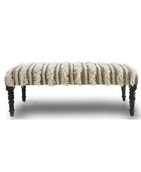 Modern Upholstered Bench with Black Legs and Striped Fabric for Home Decor
