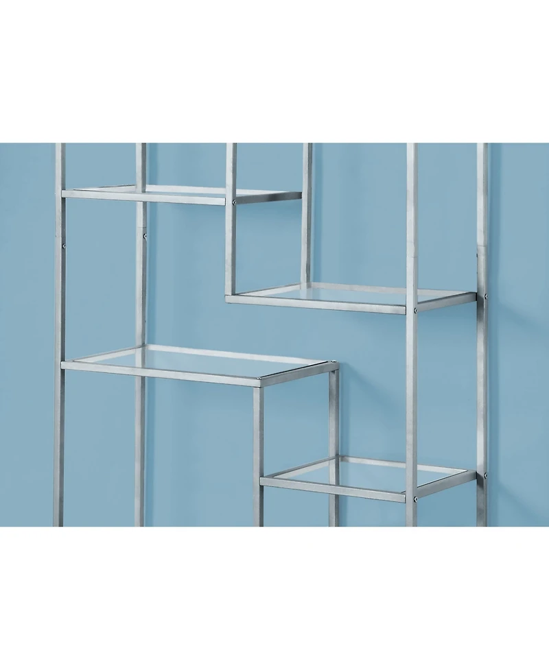 Industrial 9-Shelf Metal and Glass Bookcase – Home Office or Living Room